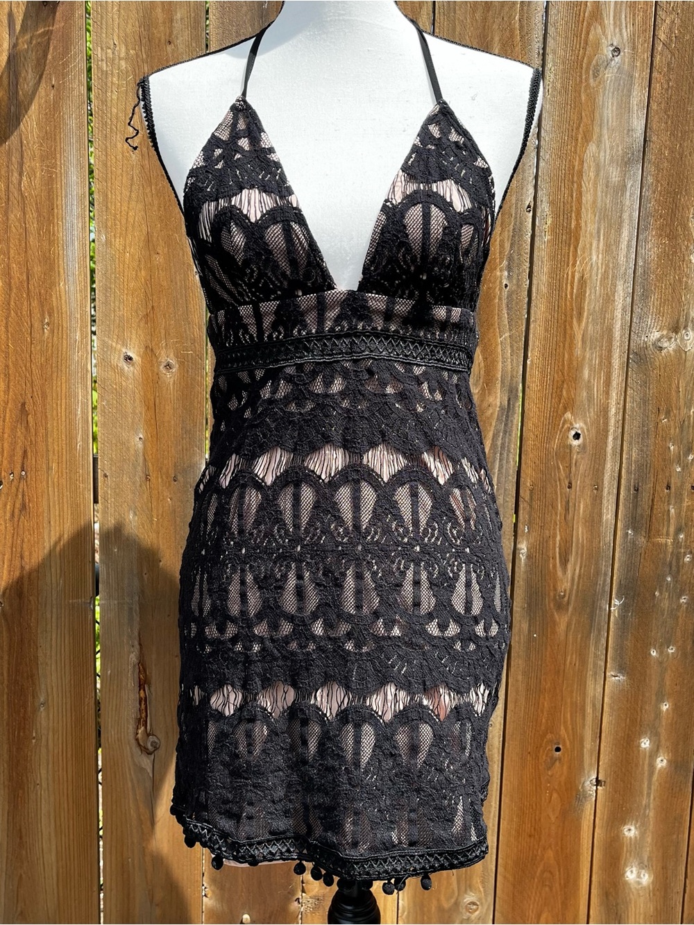Forever 21 Black Lace Halter Mini Dress